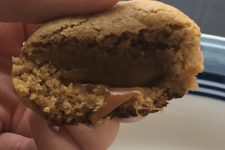 Caramel filled molasses cookies