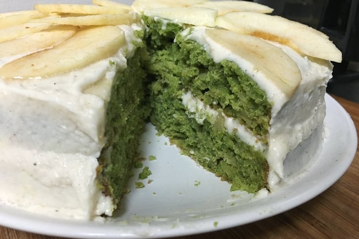 Macro Shot: Kale and Apple Cake with apple Icing 3 Kale Apple Cake and Apple Buttercream