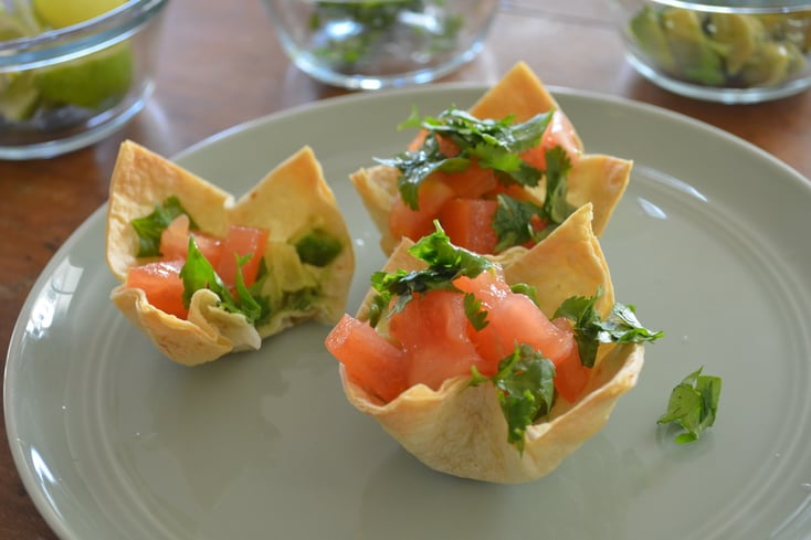 Tortilla Cups with Avocado Salsa