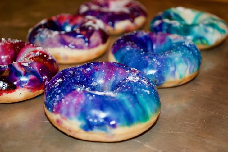 Vegan Galaxy Glazed Doughnuts