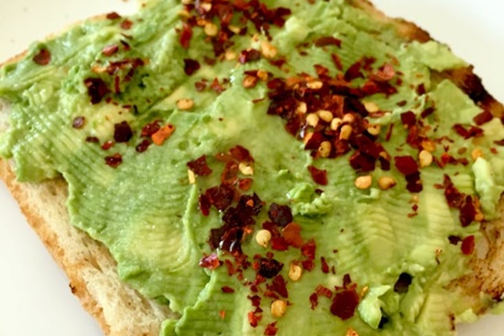 1. Avocado Toast With Red Chili Flakes