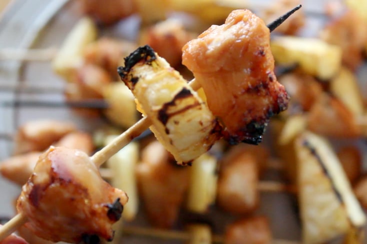 Grilled BBQ Pineapple Chicken Skewers