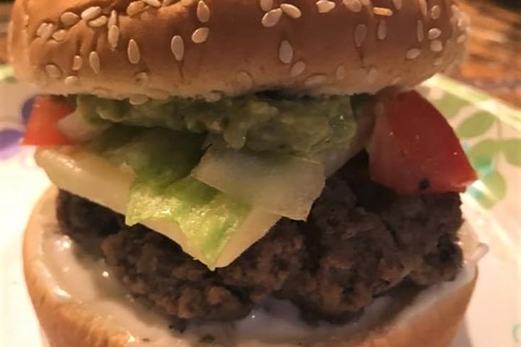 Homemade Pico Guacamole Burger