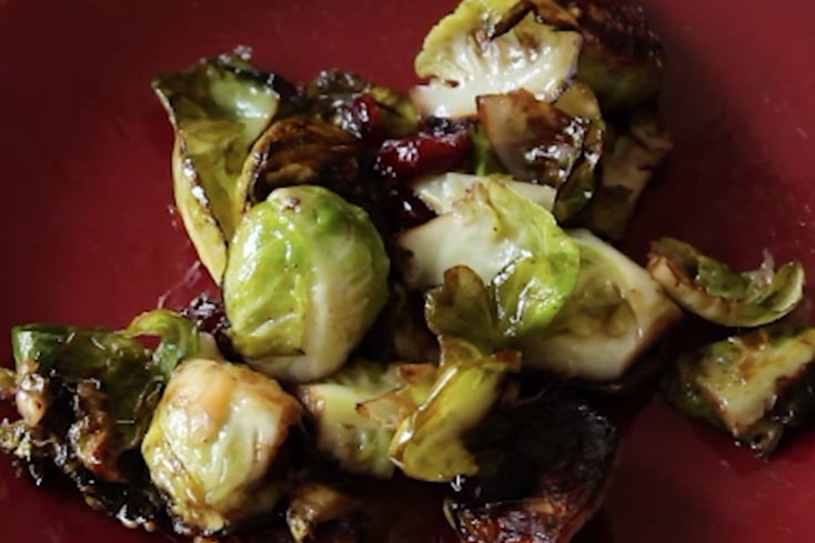 Parmesan, Cranberry, & Balsamic Roasted Brussel Sprouts