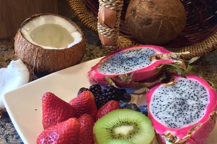 Tropical Fruit Salad in a Coconut