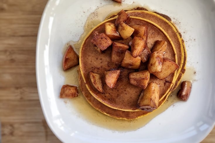 Pumpkin Pancakes with Apple Compote