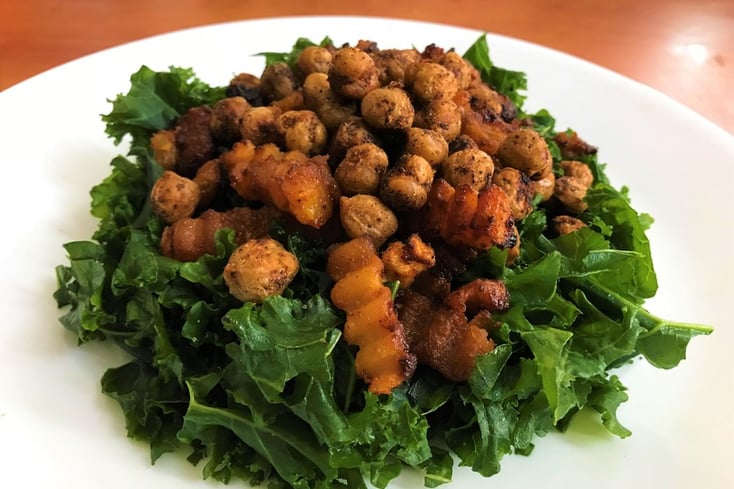 Vegan Cesar Kale Salad with Roasted Butternut Squash and Crunchy Paprika Chickpeas 5 Roasted Butternut Squash