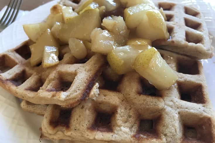 Apple Cider Waffles With Cooked Pears