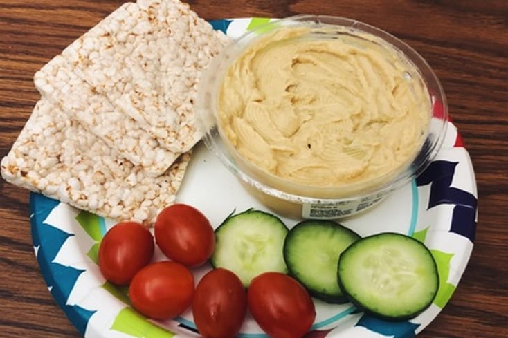 Hummus & Veggie Rice Cake Toast