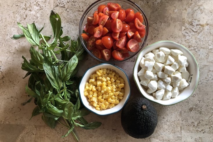 3. Caprese Salad with Avocado and Corn