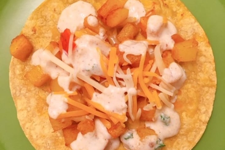 South Indianized Spicy Potato Soft Tacos