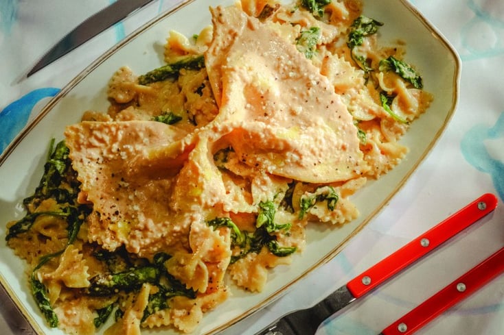 Lemony Bow Ties With Spinach & Asparagus