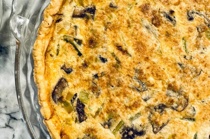 Leek, Parmesan, Asparagus, & Mushroom Quiche