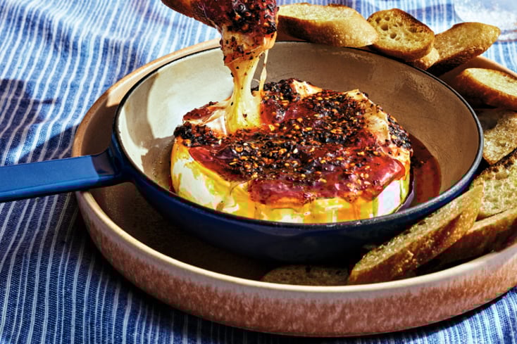 This Cheesy Appetizer Only Requires Five Ingredients 3 Chili Crisp & Strawberry Baked Brie