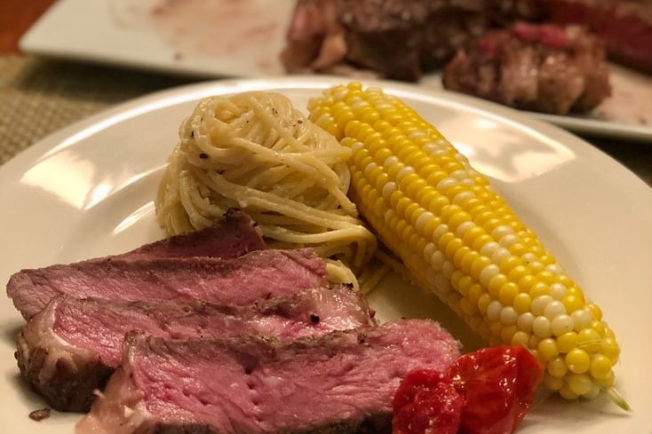 New York Strip Steaks & Red Wine Pan Sauce