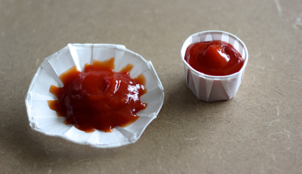 Maximize ketchup cups by turning them inside out
