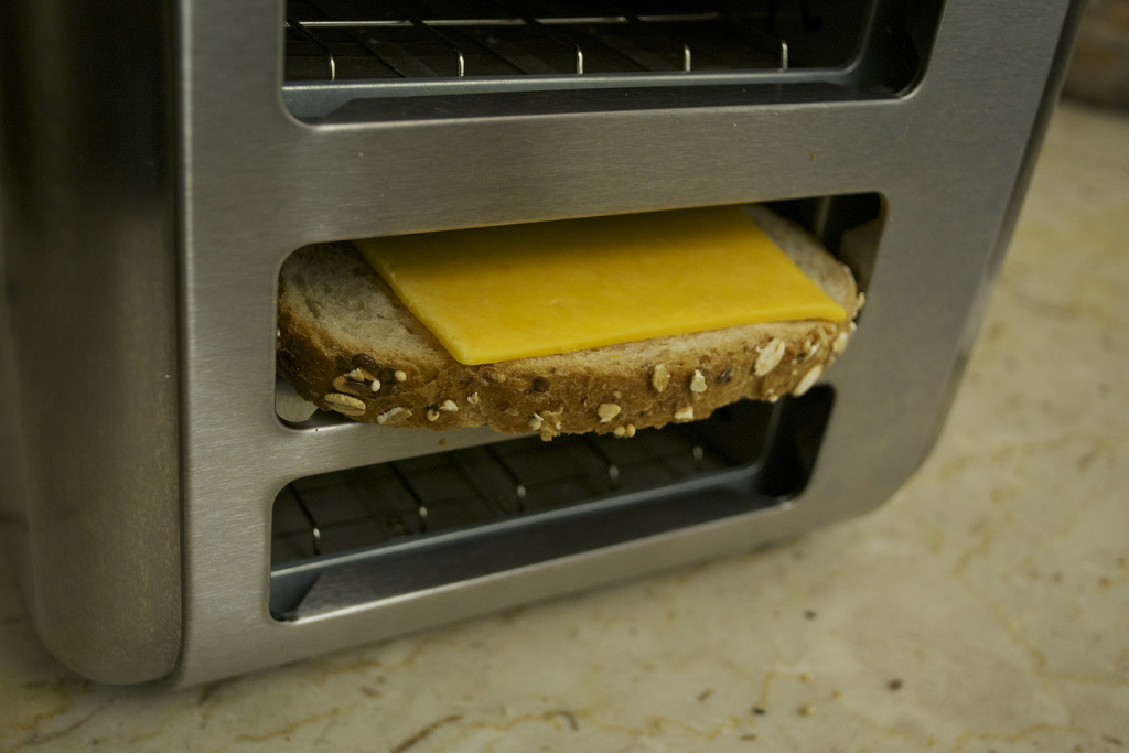 Flip your toaster on its side to make easy grilled cheese