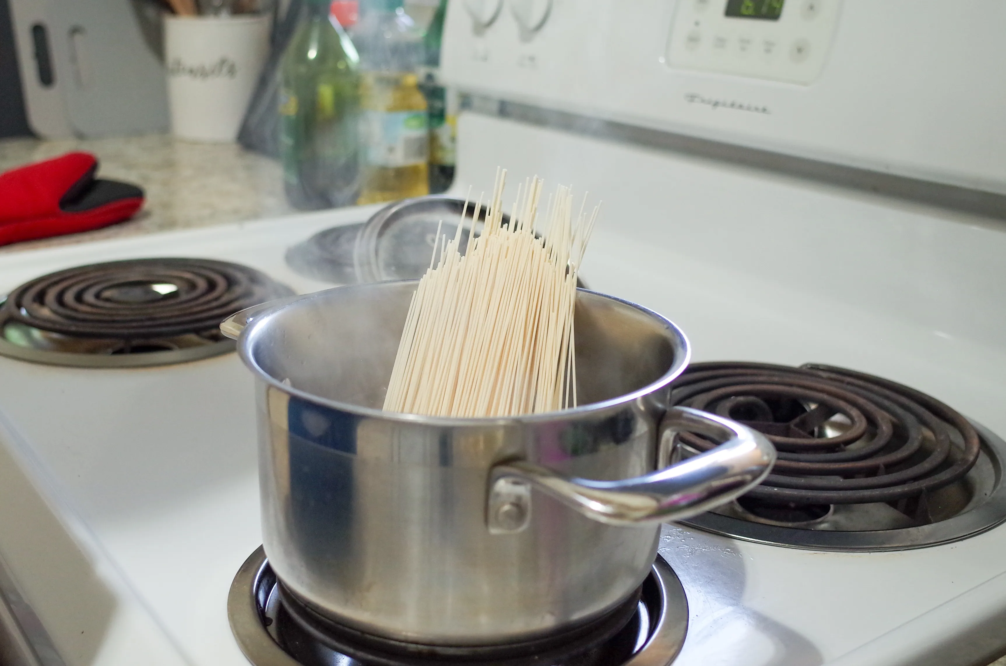 Noodles in a pot