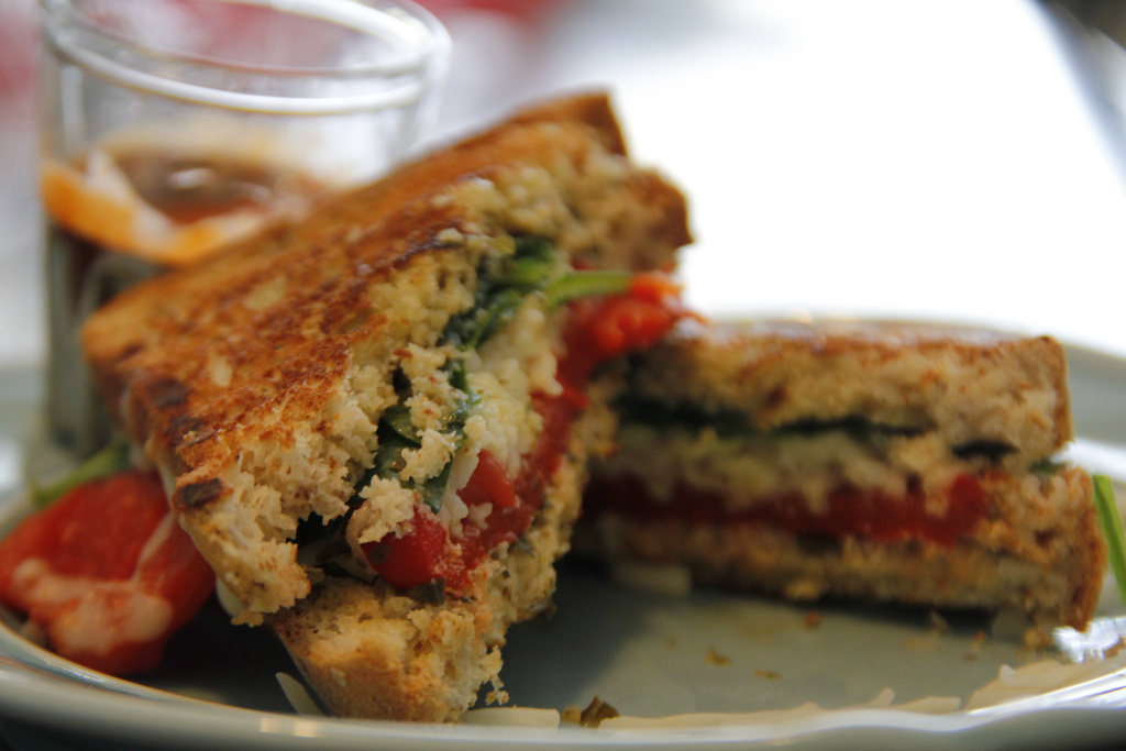 Red Pepper and Pesto Grilled Cheese