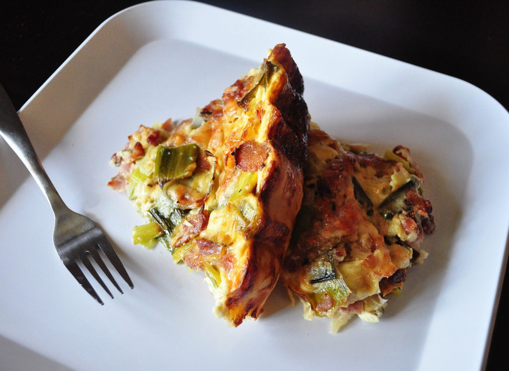 Perfect quiche with leek and bacon.